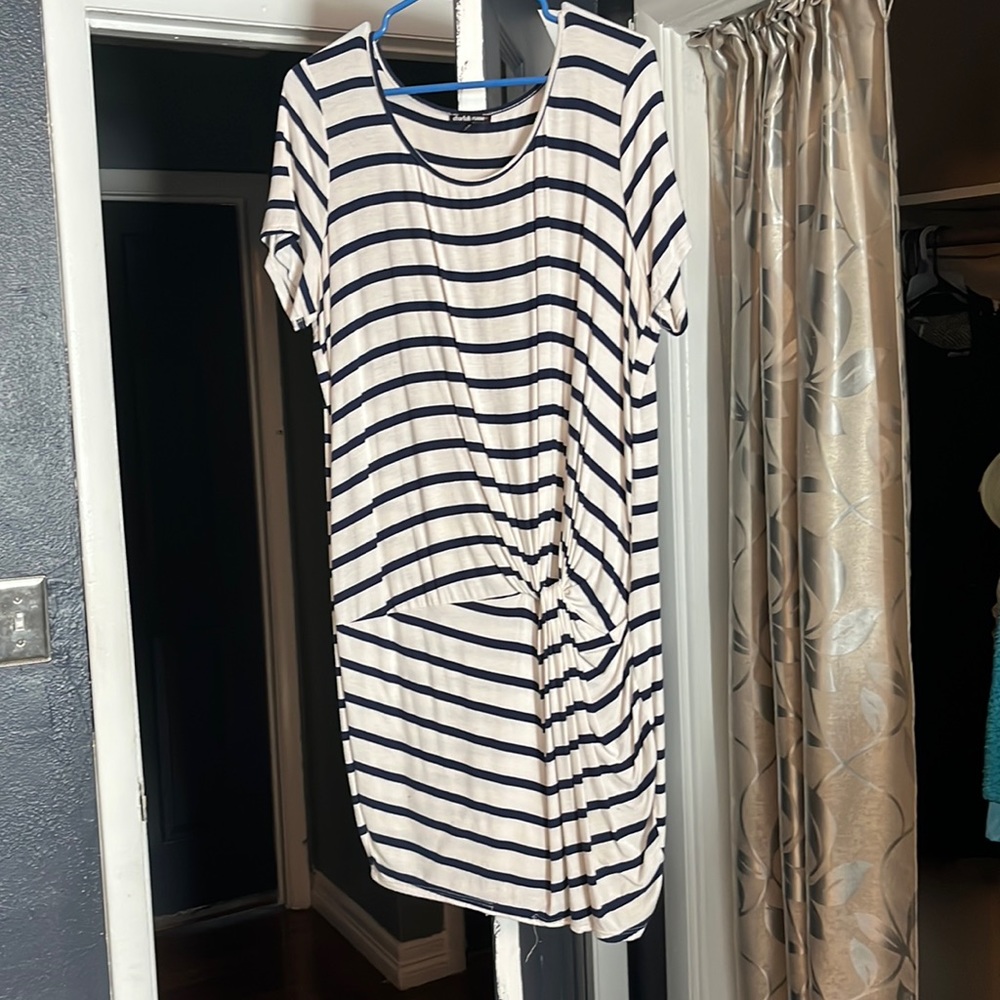 Blue and white stripped body con dress